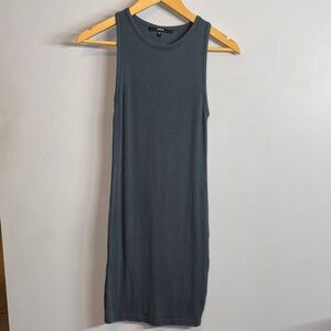 Tencel Rib Knit Sleeveless Mini Dress in Dark Olive